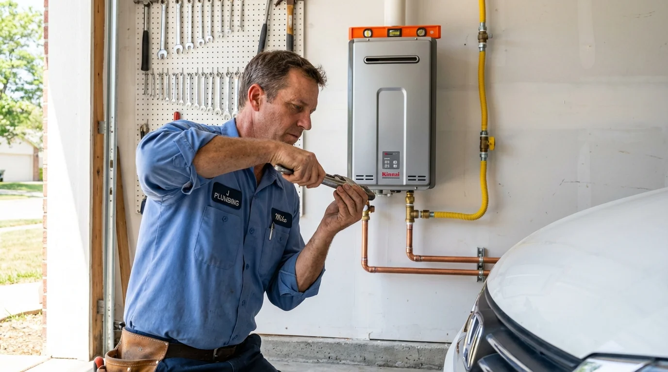 Tankless water heater installation by a Johns Plumbing LLC plumber in Peosta